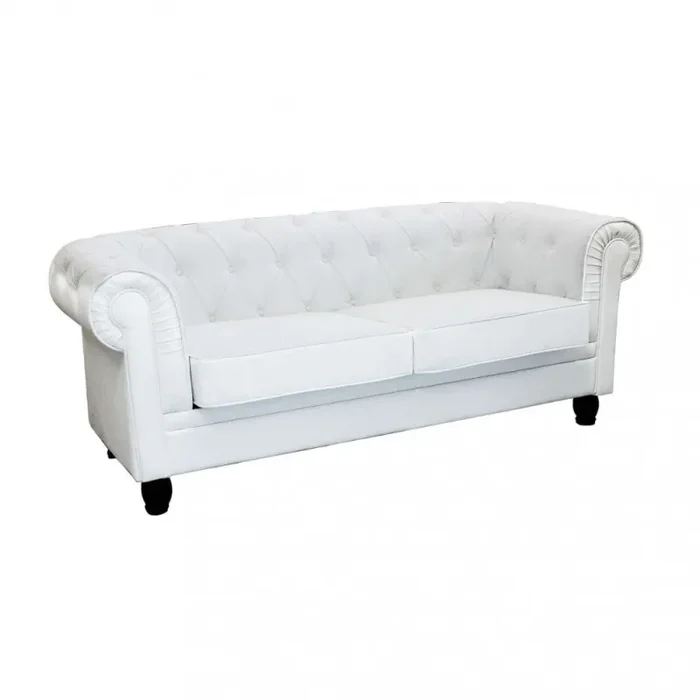 Divano 3 Posti Chesterfield 197x74x82 h cm in Similpelle Bianco