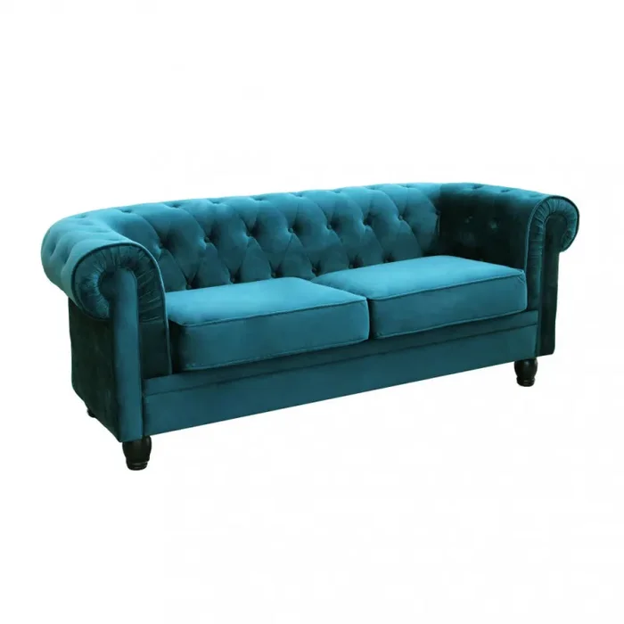 Divano 3 Posti Chesterfield 197x74x82 h cm in Velluto Blu