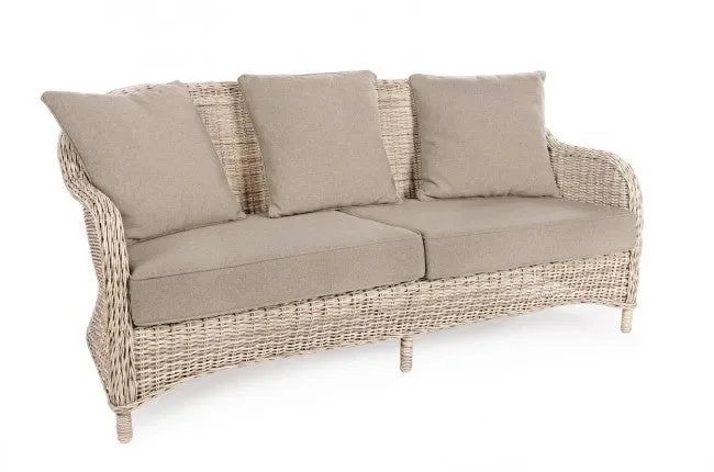 Divano 3 Posti con Cuscini Aditya in Fibra Sintetica