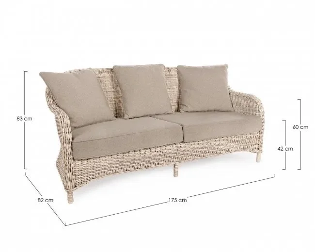 Divano 3 Posti con Cuscini Aditya in Fibra Sintetica - immagine 2