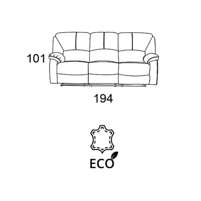 Divano 3 Posti Reclinabile Manuale 194x97x101 cm in Similpelle Rudy Beige - immagine 2
