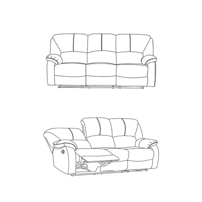 Divano 3 Posti Reclinabile Manuale 194x97x101 cm in Similpelle Rudy Beige - immagine 3