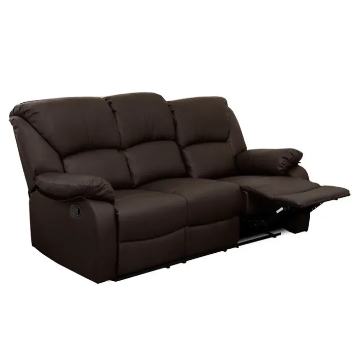 Divano 3 Posti Reclinabile Manuale 194x97x101 cm in Similpelle Rudy Marrone - immagine 2