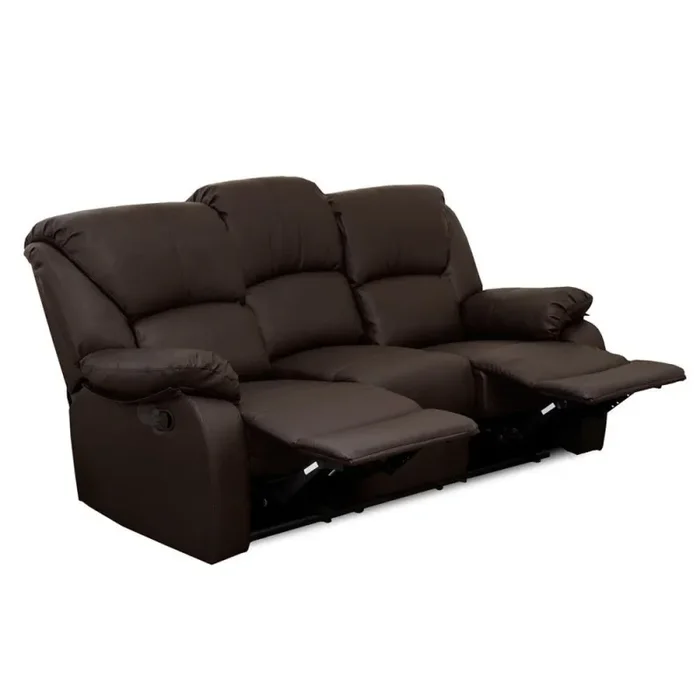 Divano 3 Posti Reclinabile Manuale 194x97x101 cm in Similpelle Rudy Marrone - immagine 3