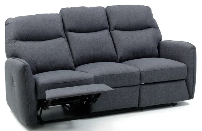 Divano 3 Posti Reclinabile Manuale in Tessuto Kube Blu - immagine 3