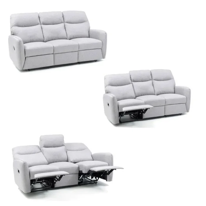 Divano 3 Posti Reclinabile Manuale in Tessuto Kube Grigio Online - immagine 3