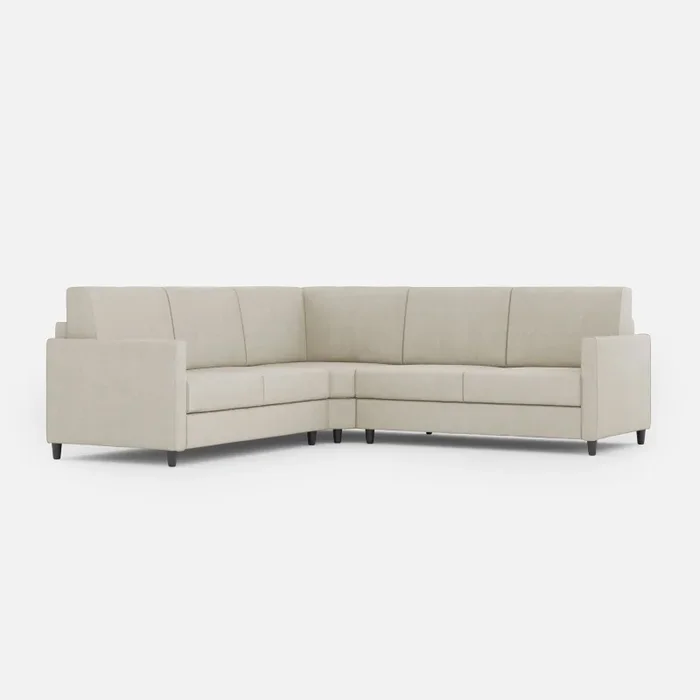 Divano Angolare 5 Posti 221x221x85 cm Karay in Tessuto Latte