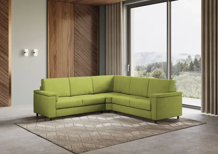 Divano Angolare 5 Posti 226x226x85 cm Marrak in Tessuto Verde - immagine 3