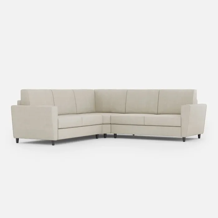 Divano Angolare 5 Posti 228x228x85 cm Yasel in Tessuto Latte