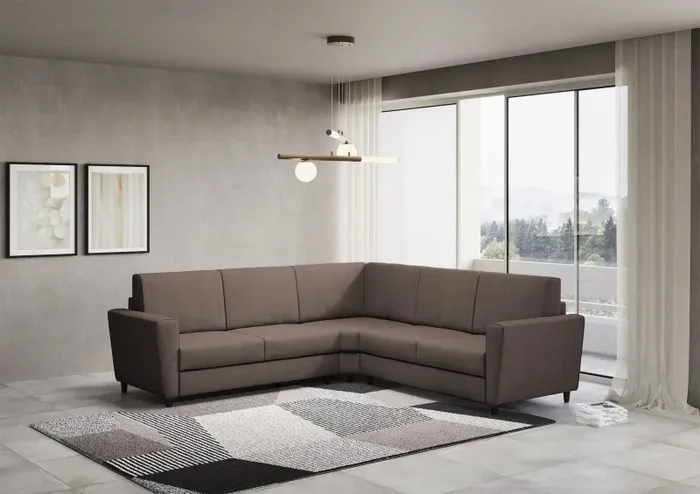 Divano Angolare 5 Posti 228x228x85 cm Yasel in Tessuto Talpa - immagine 3