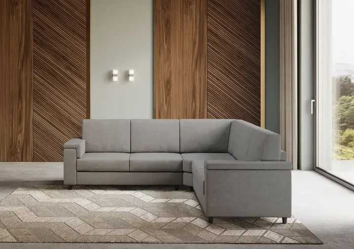 Divano Angolare 5 Posti 246x246x85 cm Marrak in Tessuto Grigio - immagine 2