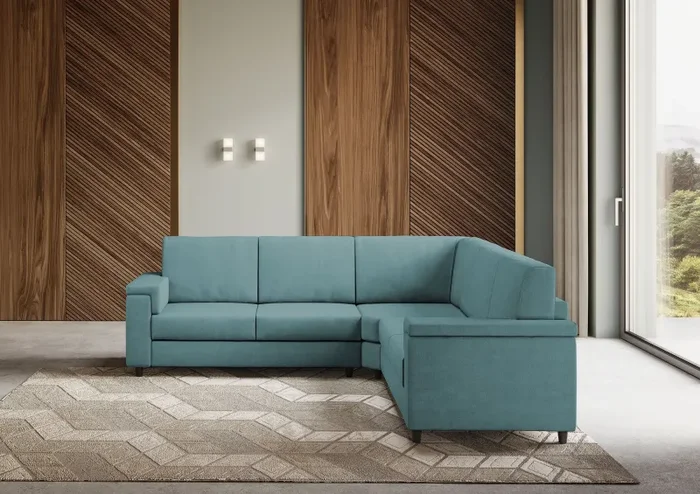 Divano Angolare 5 Posti 246x246x85 cm Marrak in Tessuto Petrolio - immagine 2