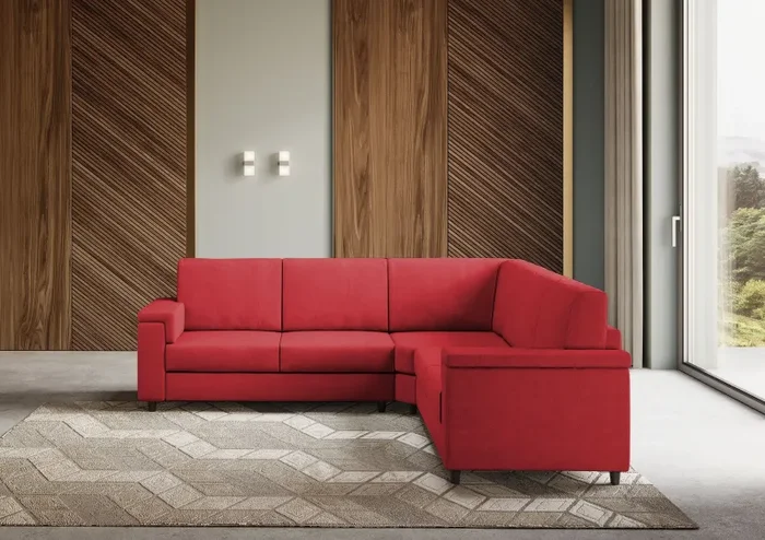 Divano Angolare 5 Posti 246x246x85 cm Marrak in Tessuto Rosso - immagine 2