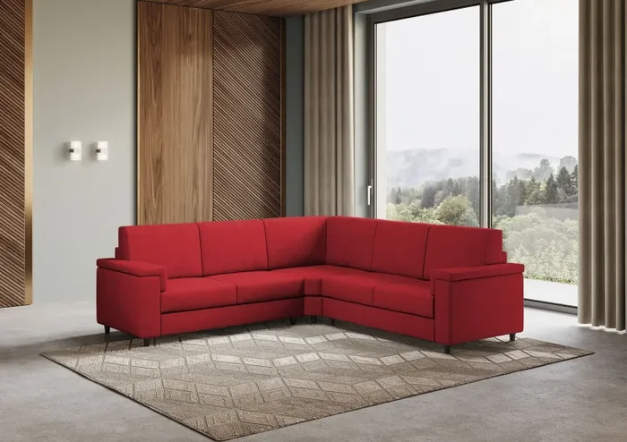 Divano Angolare 5 Posti 246x246x85 cm Marrak in Tessuto Rosso - immagine 3