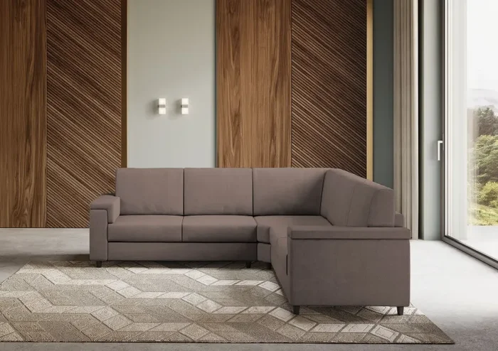 Divano Angolare 5 Posti 246x246x85 cm Marrak in Tessuto Talpa - immagine 2