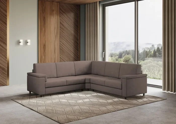 Divano Angolare 5 Posti 246x246x85 cm Marrak in Tessuto Talpa - immagine 3