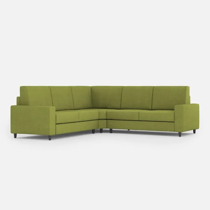 Divano Angolare 5 Posti 246x246x85 cm Sakar in Tessuto Verde Vendita calda