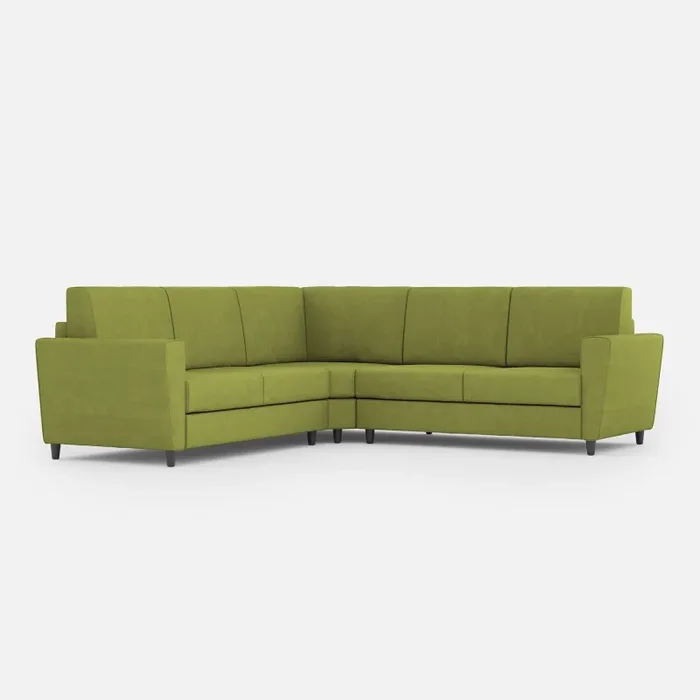 Divano Angolare 5 Posti 248x248x85 cm Yasel in Tessuto Verde