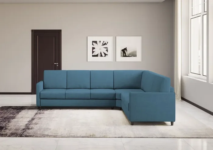 Divano Angolare 6 Posti 281x221x85 cm Karay in Tessuto Avio - immagine 2