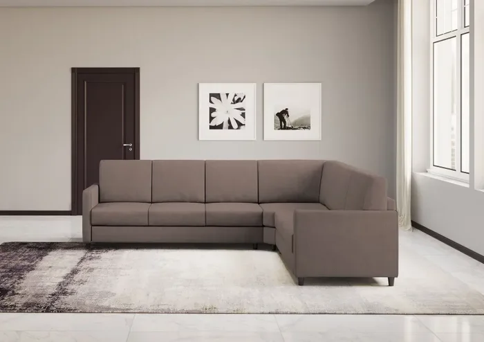 Divano Angolare 6 Posti 281x221x85 cm Karay in Tessuto Talpa - immagine 2