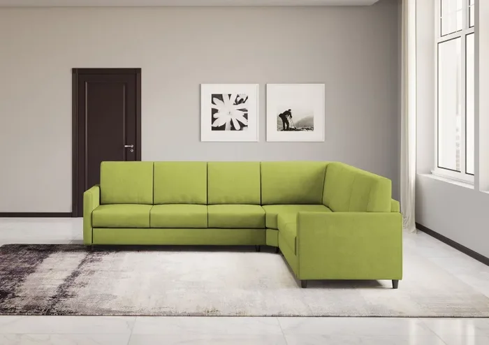 Divano Angolare 6 Posti 281x241x85 cm Karay in Tessuto Verde - immagine 2