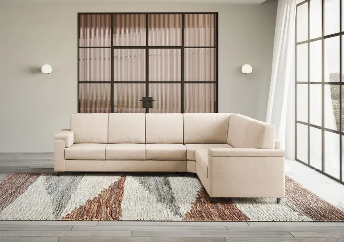 Divano Angolare 6 Posti 286x226x85 cm Marrak in Tessuto Beige Online - immagine 2