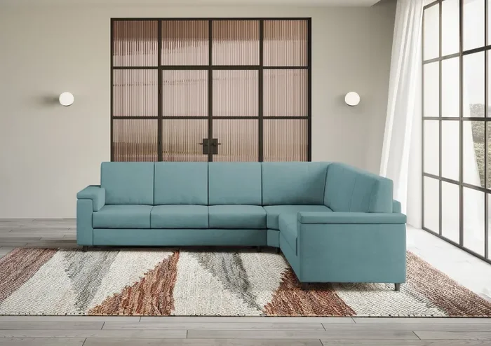 Divano Angolare 6 Posti 286x226x85 cm Marrak in Tessuto Petrolio - immagine 2