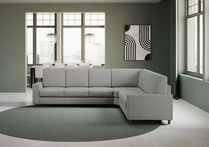 Divano Angolare 6 Posti 286x226x85 cm Sakar in Tessuto Grigio - immagine 2