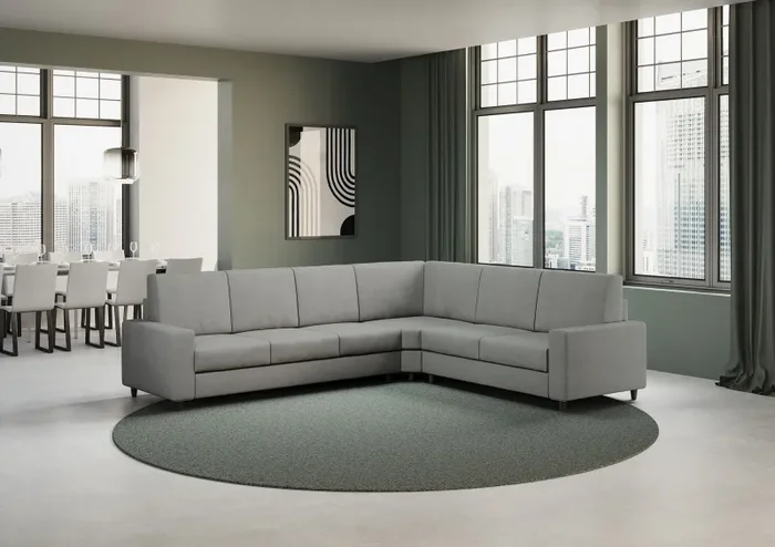 Divano Angolare 6 Posti 286x226x85 cm Sakar in Tessuto Grigio - immagine 3