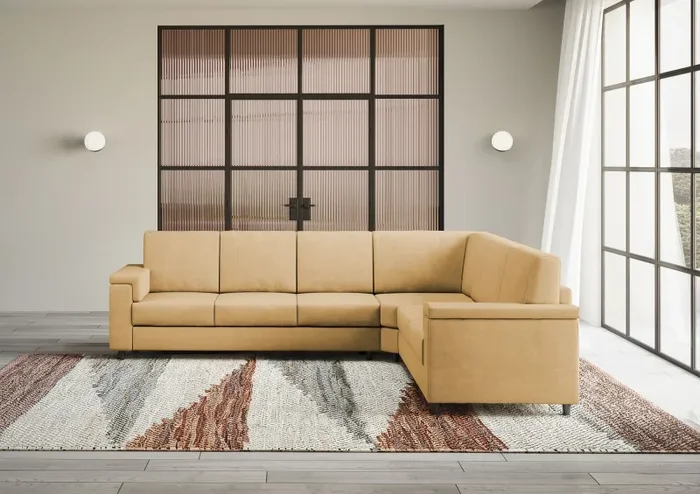 Divano Angolare 6 Posti 286x246x85 cm Marrak in Tessuto Ocra - immagine 2