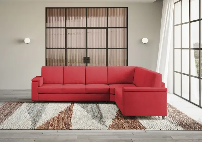 Divano Angolare 6 Posti 286x246x85 cm Marrak in Tessuto Rosso - immagine 2