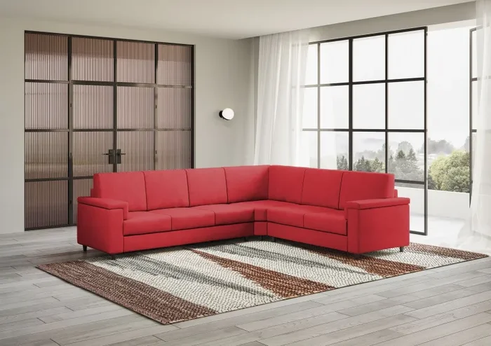 Divano Angolare 6 Posti 286x246x85 cm Marrak in Tessuto Rosso - immagine 3