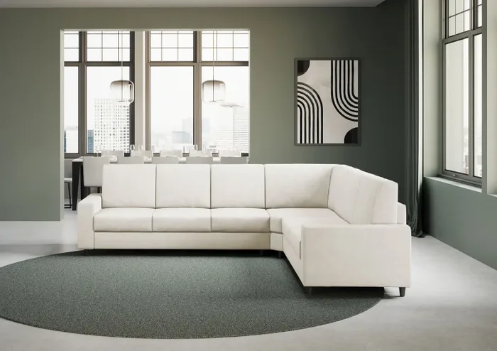 Divano Angolare 6 Posti 286x246x85 cm Sakar in Tessuto Latte - immagine 2