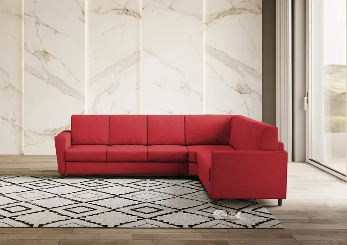 Divano Angolare 6 Posti 288x228x85 cm Yasel in Tessuto Rosso - immagine 2