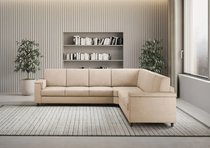 Divano Angolare 7 Posti 286x286x85 cm Marrak in Tessuto Beige Sconti - immagine 2