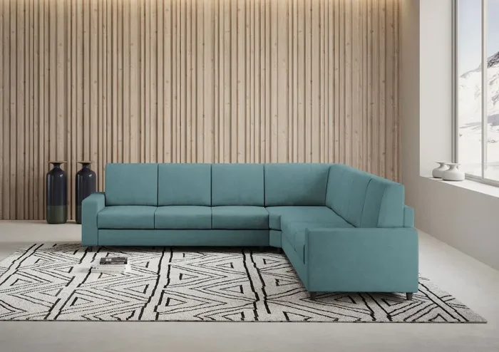 Divano Angolare 7 Posti 286x286x85 cm Sakar in Tessuto Petrolio - immagine 2