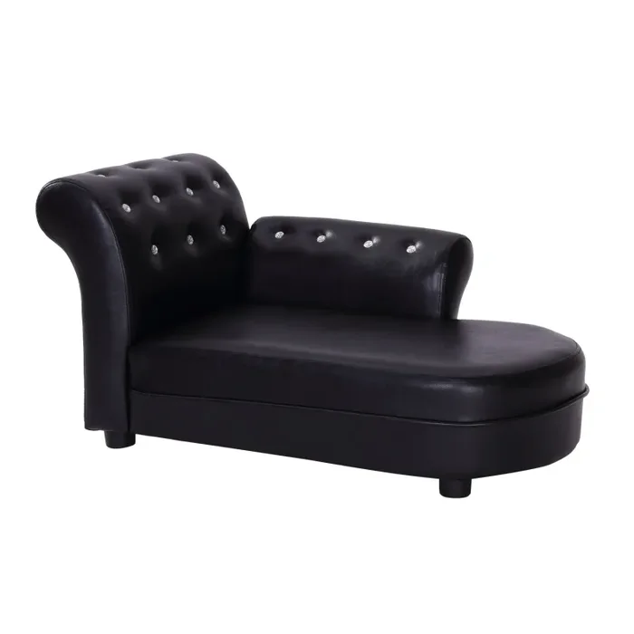 Divano Chaise Longue Ottomana per Animali Nero 82.5x45x41.5 cm