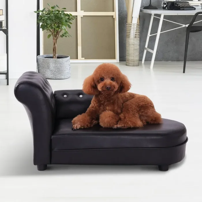 Divano Chaise Longue Ottomana per Animali Nero 82.5x45x41.5 cm - immagine 2