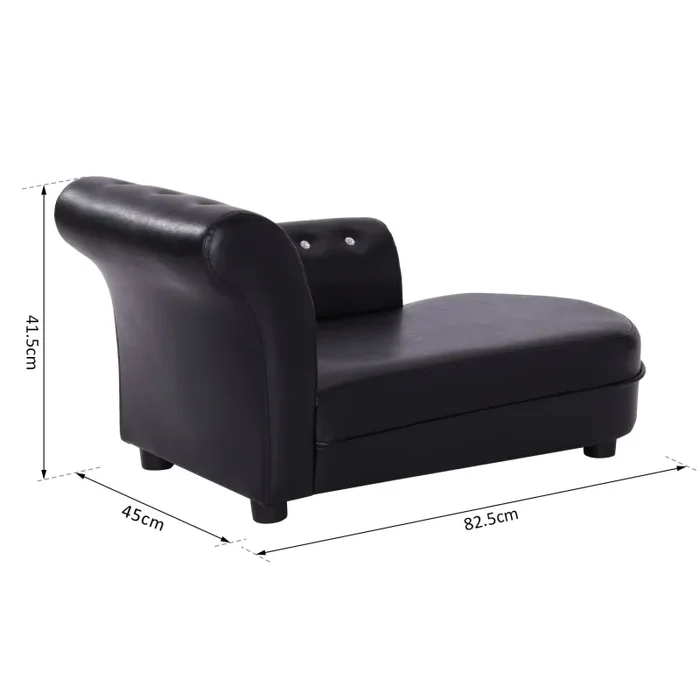 Divano Chaise Longue Ottomana per Animali Nero 82.5x45x41.5 cm - immagine 3