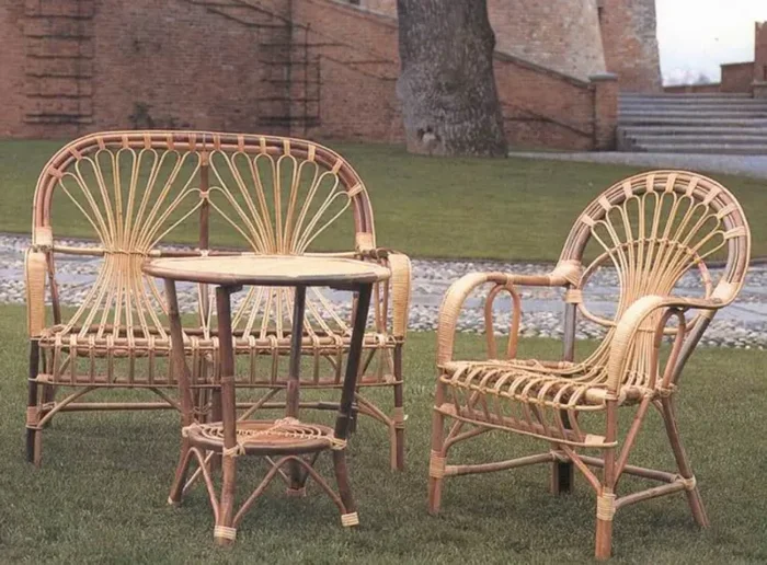 Divano da Giardino Basso in Rattan con Cuscini 105x65H44/62/90cm Sole - immagine 2