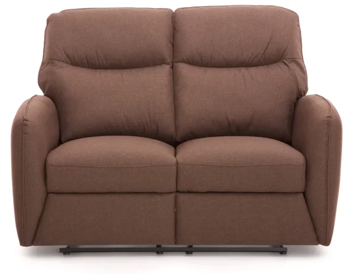Divano Divanetto 2 Posti con Reclinatore Manuale in Tessuto Kube Marrone Online ora - immagine 2