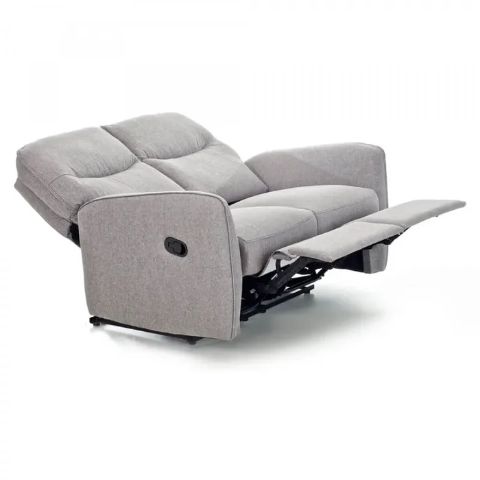 Divano Divanetto 2 Posti con Reclinatore Manuale in Tessuto Kube Marrone Online ora - immagine 3