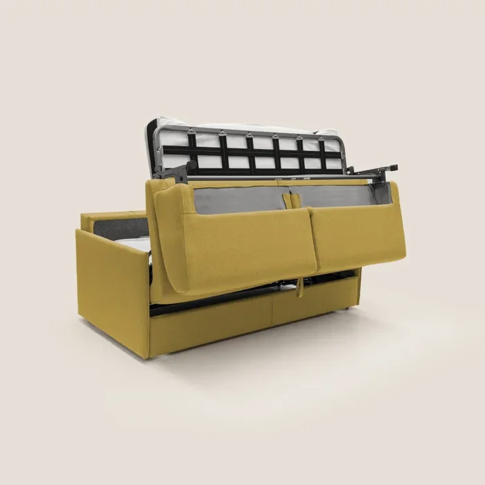 Divano Letto 2 Posti 149x90x96 cm in Tessuto Giallo - immagine 3