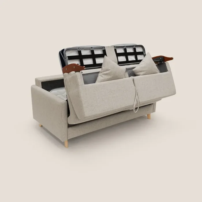Divano Letto 2 Posti 160x94x97 cm in Tessuto Beige - immagine 3