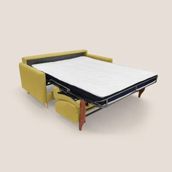 Divano Letto 2 Posti 160x94x97 cm in Tessuto Giallo - immagine 2