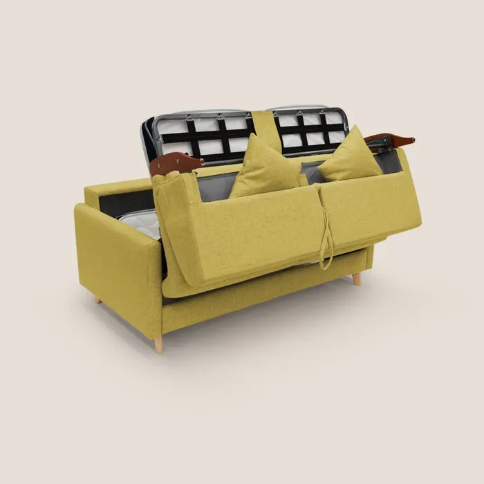 Divano Letto 2 Posti 160x94x97 cm in Tessuto Giallo - immagine 3