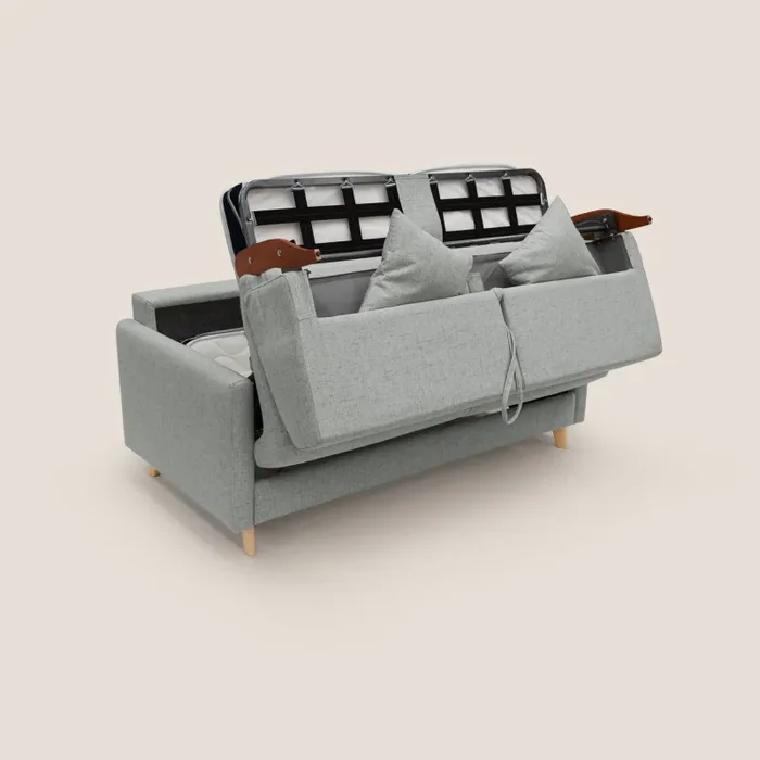 Divano Letto 2 Posti 160x94x97 cm in Tessuto Grigio Chiaro - immagine 3