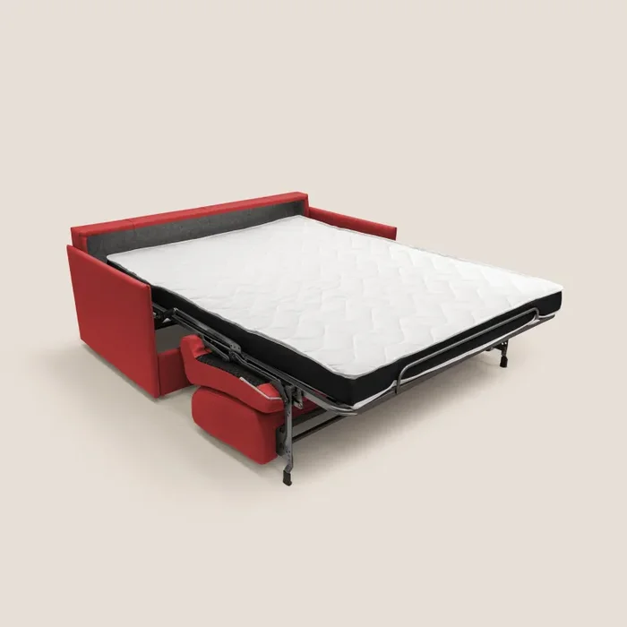 Divano Letto 2 Posti 169x90x96 cm in Tessuto Rosso - immagine 2