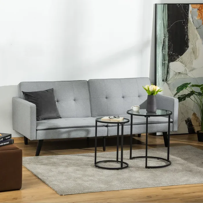 Divano Letto 2 Posti 198x81x81 cm in Tessuto Grigio - immagine 2