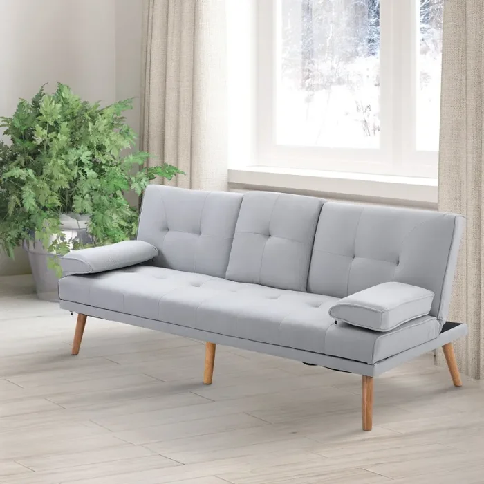 Divano Letto 3 Posti 181x77x72 cm in Tessuto Grigio Vendita online - immagine 2